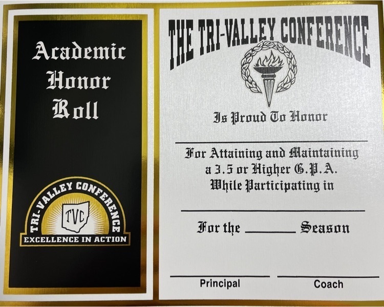 TVC Academic Honor Roll Certificate 